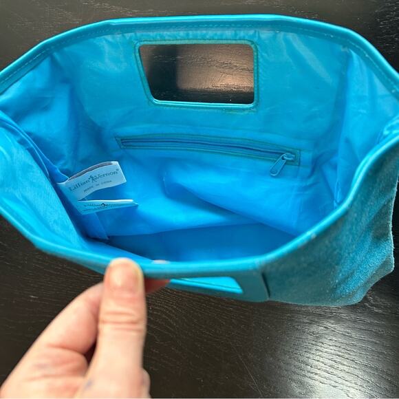 Blue Suede Handbag- clutch- leather- boho- color pop - western - Picture 4 of 11